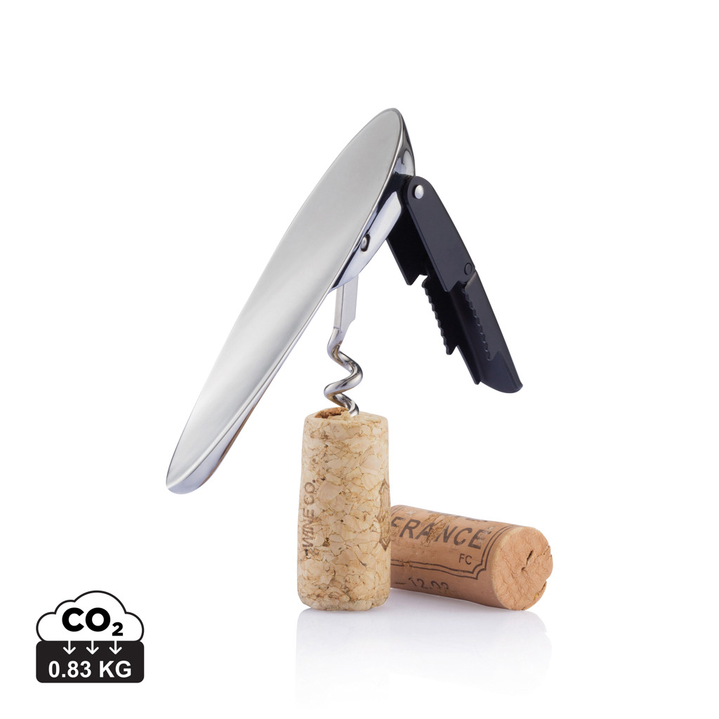 Tire-bouchon double appui publicitaire - Eon Noir et Argent